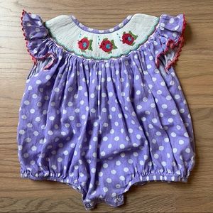 Purple Polka Dot Fishy Smock Bubble
